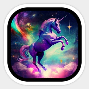 Bright Space Rainbow Unicorn Sticker